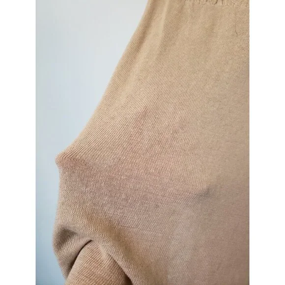 Relais Women XL Sweater Tan Linen Cotton Lightweight Long Button Neck Semi Sheer - Picture 5 of 6